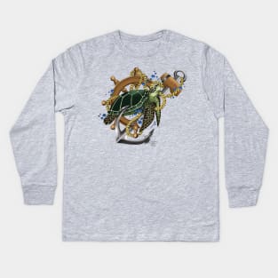 Green Sea Turtle Kids Long Sleeve T-Shirt